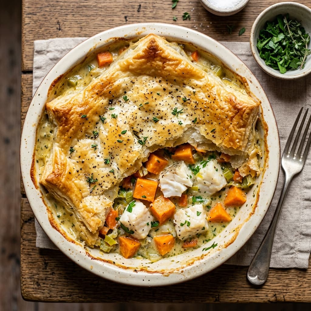 Sweet Potato Fish Pot Pie