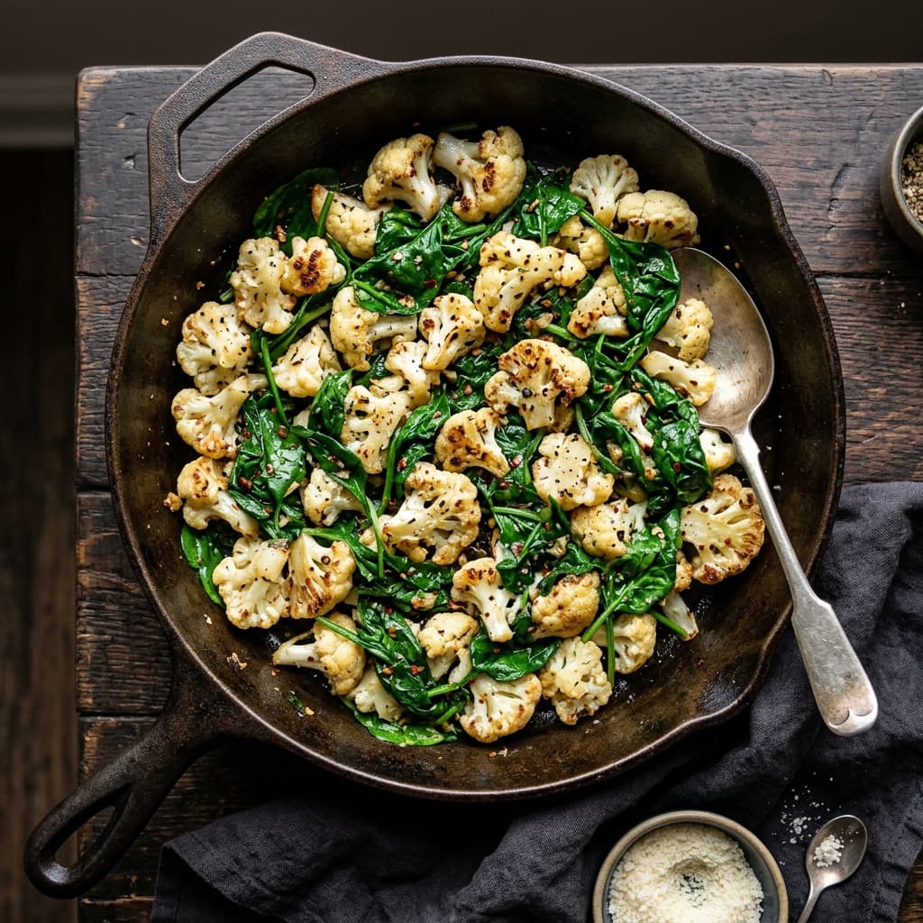 Cauliflower Spinach Skillet