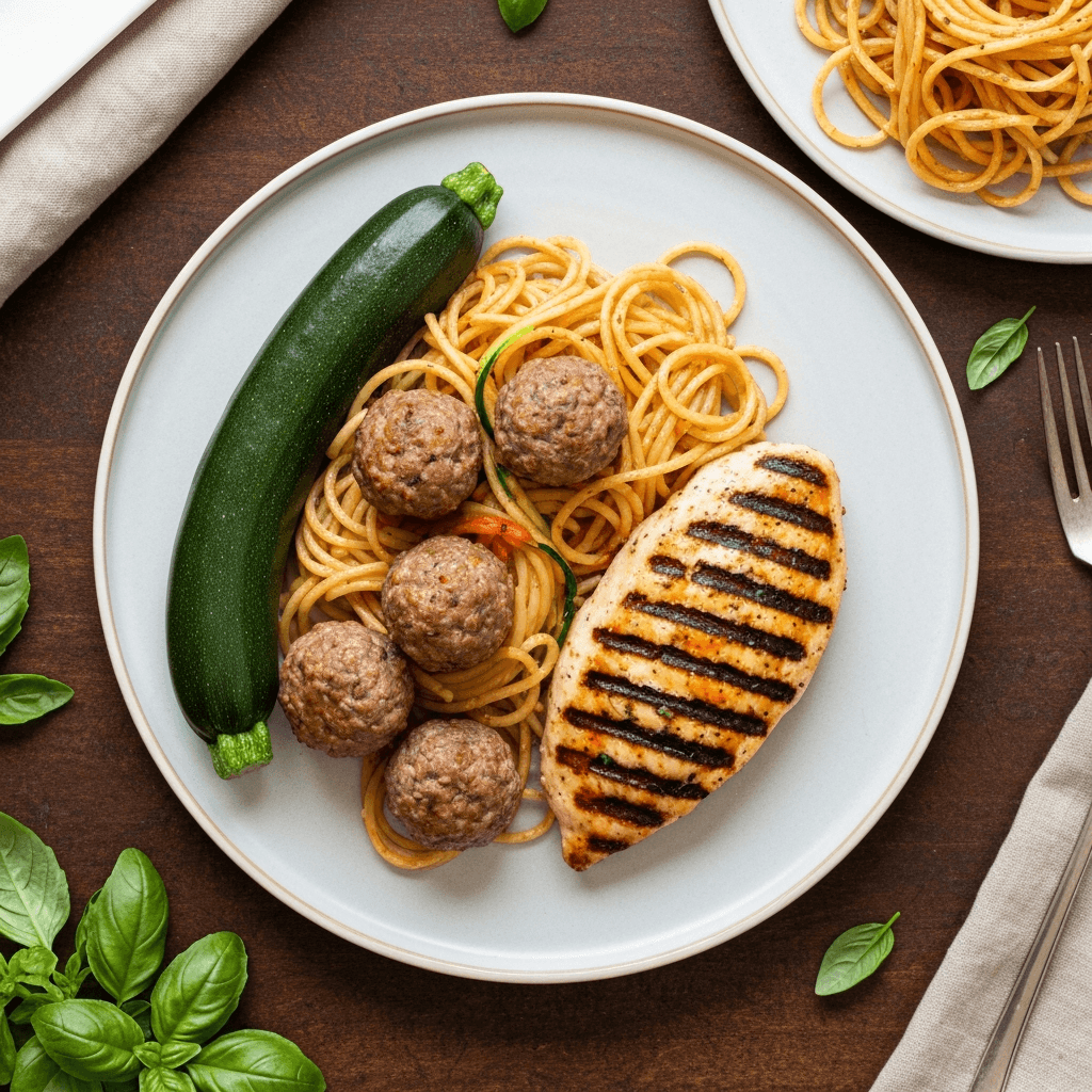Meatballs and Zucchini Noodles