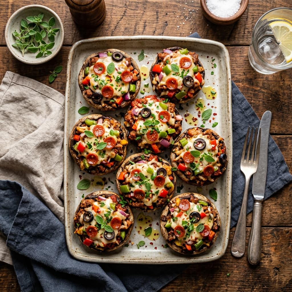 'Pizza' Stuffed Mushrooms