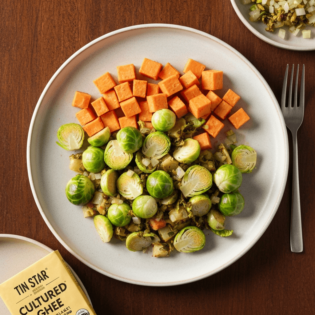 Sweet Potato Brussels Sprouts Hash